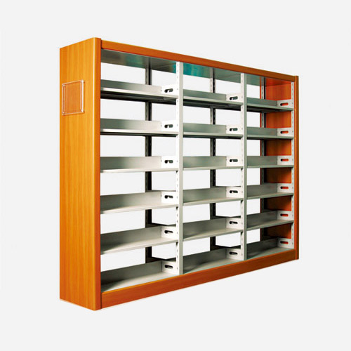 雙柱雙面鋼木書架